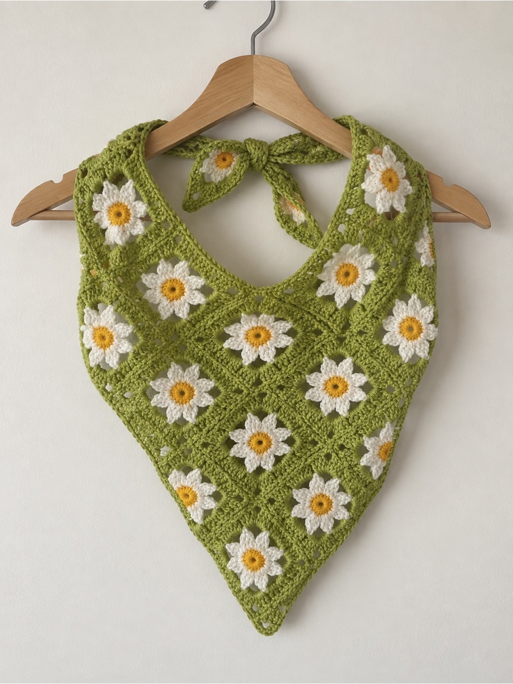 Green Daisy Crochet Bandana